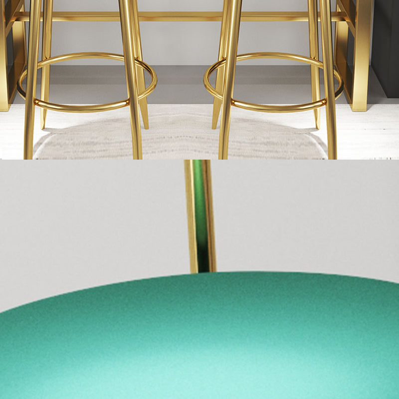 Glam Style Bar-stool Metal Legs Round Seat Barstool with Footrest for Kitchen Clearhalo 'Bar Furniture' 'Bar Stools' 'bar_stools' 'furn' 'furn_bar_stools' 'furniture_bar_stools' 'Kitchen & Dining Furniture' 'kitchen&dining_furn' 'kitchen' 'kitchen_furn' Furniture' 4439792