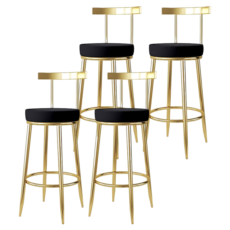 Glam Style Bar-stool Metal Legs Round Seat Barstool with Footrest for Kitchen Black 4 Piece Set Clearhalo 'Bar Furniture' 'Bar Stools' 'bar_stools' 'furn' 'furn_bar_stools' 'furniture_bar_stools' 'Kitchen & Dining Furniture' 'kitchen&dining_furn' 'kitchen' 'kitchen_furn' Furniture' 4439793