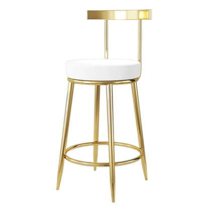 Glam Style Bar-stool Metal Legs Round Seat Barstool with Footrest for Kitchen White 1 Piece Clearhalo 'Bar Furniture' 'Bar Stools' 'bar_stools' 'furn' 'furn_bar_stools' 'furniture_bar_stools' 'Kitchen & Dining Furniture' 'kitchen&dining_furn' 'kitchen' 'kitchen_furn' Furniture' 4439794