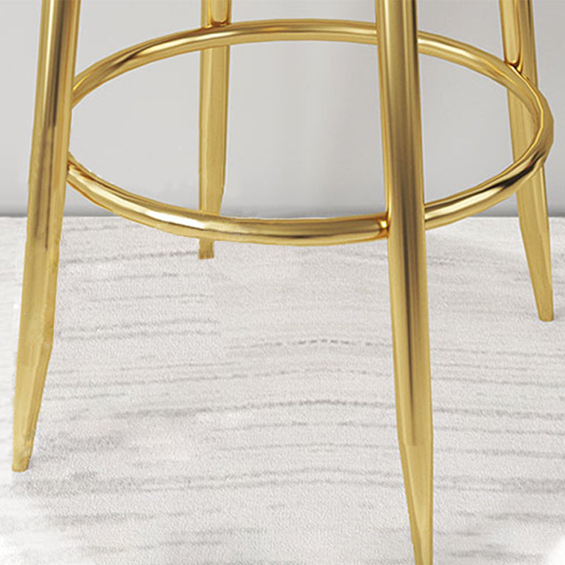 Glam Style Bar-stool Metal Legs Round Seat Barstool with Footrest for Kitchen Clearhalo 'Bar Furniture' 'Bar Stools' 'bar_stools' 'furn' 'furn_bar_stools' 'furniture_bar_stools' 'Kitchen & Dining Furniture' 'kitchen&dining_furn' 'kitchen' 'kitchen_furn' Furniture' 4439795