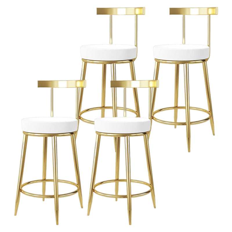 Glam Style Bar-stool Metal Legs Round Seat Barstool with Footrest for Kitchen White 4 Piece Set Clearhalo 'Bar Furniture' 'Bar Stools' 'bar_stools' 'furn' 'furn_bar_stools' 'furniture_bar_stools' 'Kitchen & Dining Furniture' 'kitchen&dining_furn' 'kitchen' 'kitchen_furn' Furniture' 4439798