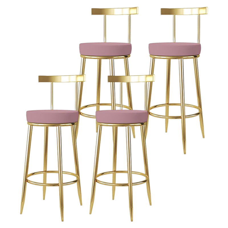 Glam Style Bar-stool Metal Legs Round Seat Barstool with Footrest for Kitchen Pink 4 Piece Set Clearhalo 'Bar Furniture' 'Bar Stools' 'bar_stools' 'furn' 'furn_bar_stools' 'furniture_bar_stools' 'Kitchen & Dining Furniture' 'kitchen&dining_furn' 'kitchen' 'kitchen_furn' Furniture' 4439802