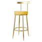 Glam Style Bar-stool Metal Legs Round Seat Barstool with Footrest for Kitchen Yellow 1 Piece Clearhalo 'Bar Furniture' 'Bar Stools' 'bar_stools' 'furn' 'furn_bar_stools' 'furniture_bar_stools' 'Kitchen & Dining Furniture' 'kitchen&dining_furn' 'kitchen' 'kitchen_furn' Furniture' 4439803