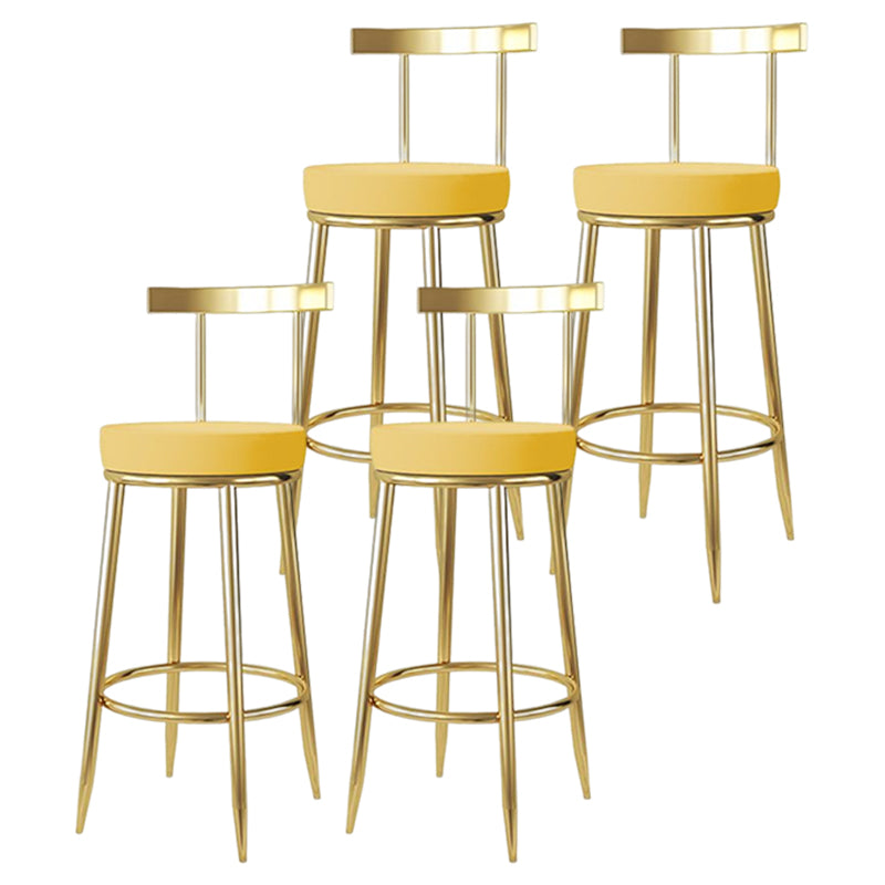 Glam Style Bar-stool Metal Legs Round Seat Barstool with Footrest for Kitchen Yellow 4 Piece Set Clearhalo 'Bar Furniture' 'Bar Stools' 'bar_stools' 'furn' 'furn_bar_stools' 'furniture_bar_stools' 'Kitchen & Dining Furniture' 'kitchen&dining_furn' 'kitchen' 'kitchen_furn' Furniture' 4439805
