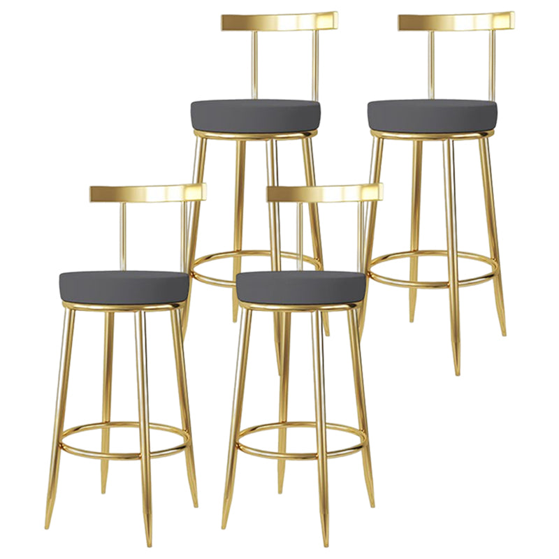 Glam Style Bar-stool Metal Legs Round Seat Barstool with Footrest for Kitchen Dark Gray 4 Piece Set Clearhalo 'Bar Furniture' 'Bar Stools' 'bar_stools' 'furn' 'furn_bar_stools' 'furniture_bar_stools' 'Kitchen & Dining Furniture' 'kitchen&dining_furn' 'kitchen' 'kitchen_furn' Furniture' 4439808