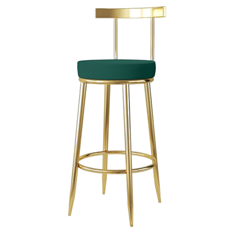 Glam Style Bar-stool Metal Legs Round Seat Barstool with Footrest for Kitchen Green 1 Piece Clearhalo 'Bar Furniture' 'Bar Stools' 'bar_stools' 'furn' 'furn_bar_stools' 'furniture_bar_stools' 'Kitchen & Dining Furniture' 'kitchen&dining_furn' 'kitchen' 'kitchen_furn' Furniture' 4439809