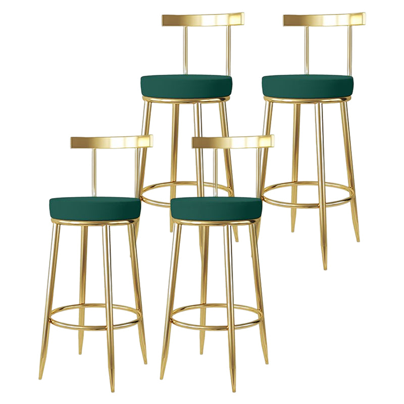 Glam Style Bar-stool Metal Legs Round Seat Barstool with Footrest for Kitchen Green 4 Piece Set Clearhalo 'Bar Furniture' 'Bar Stools' 'bar_stools' 'furn' 'furn_bar_stools' 'furniture_bar_stools' 'Kitchen & Dining Furniture' 'kitchen&dining_furn' 'kitchen' 'kitchen_furn' Furniture' 4439811