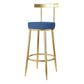 Glam Style Bar-stool Metal Legs Round Seat Barstool with Footrest for Kitchen Blue 1 Piece Clearhalo 'Bar Furniture' 'Bar Stools' 'bar_stools' 'furn' 'furn_bar_stools' 'furniture_bar_stools' 'Kitchen & Dining Furniture' 'kitchen&dining_furn' 'kitchen' 'kitchen_furn' Furniture' 4439815