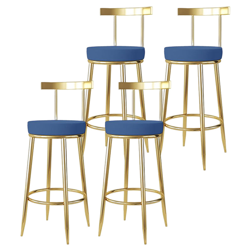 Glam Style Bar-stool Metal Legs Round Seat Barstool with Footrest for Kitchen Blue 4 Piece Set Clearhalo 'Bar Furniture' 'Bar Stools' 'bar_stools' 'furn' 'furn_bar_stools' 'furniture_bar_stools' 'Kitchen & Dining Furniture' 'kitchen&dining_furn' 'kitchen' 'kitchen_furn' Furniture' 4439817