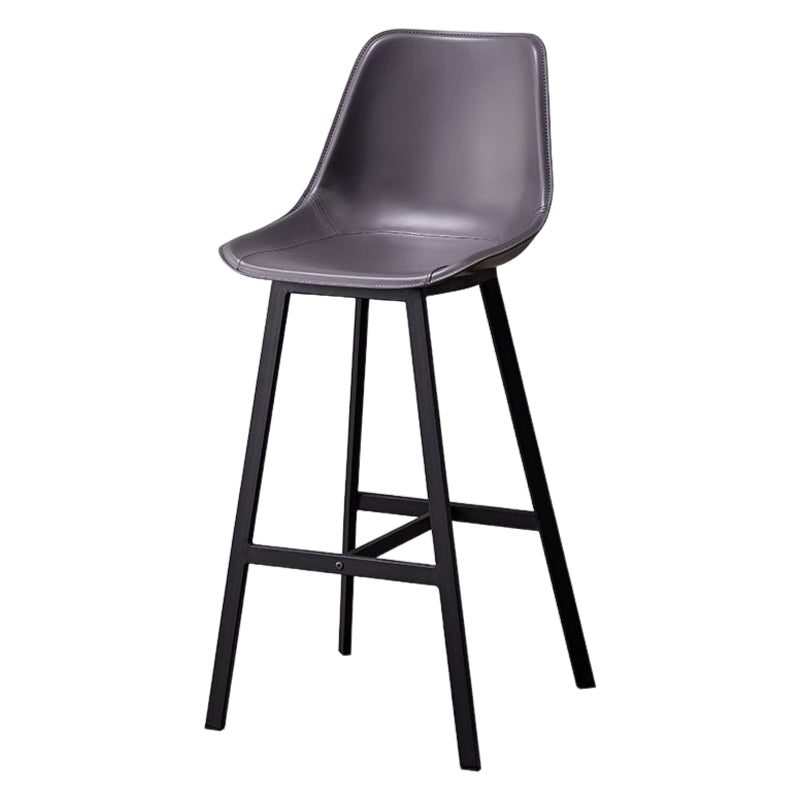 Modern Style Bar-stool Metal Legs with Footrest Leather Bucket Seat for Kitchen Bar Grey 1 Piece Clearhalo 'Bar Furniture' 'Bar Stools' 'bar_stools' 'furn' 'furn_bar_stools' 'furniture_bar_stools' 'Kitchen & Dining Furniture' 'kitchen&dining_furn' 'kitchen' 'kitchen_furn' Furniture' 4439833