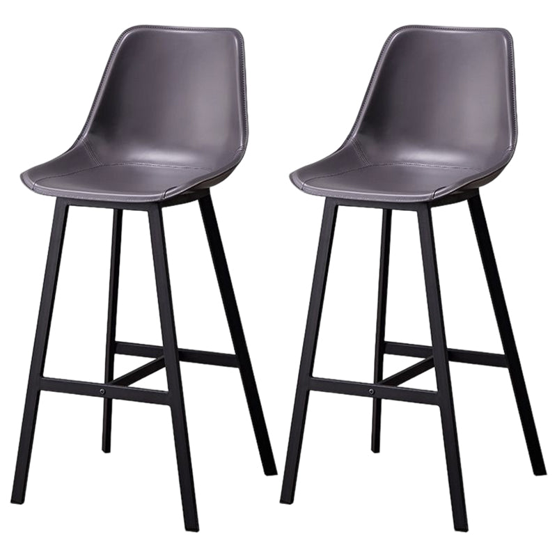 Modern Style Bar-stool Metal Legs with Footrest Leather Bucket Seat for Kitchen Bar Grey 2 Piece Set Clearhalo 'Bar Furniture' 'Bar Stools' 'bar_stools' 'furn' 'furn_bar_stools' 'furniture_bar_stools' 'Kitchen & Dining Furniture' 'kitchen&dining_furn' 'kitchen' 'kitchen_furn' Furniture' 4439834
