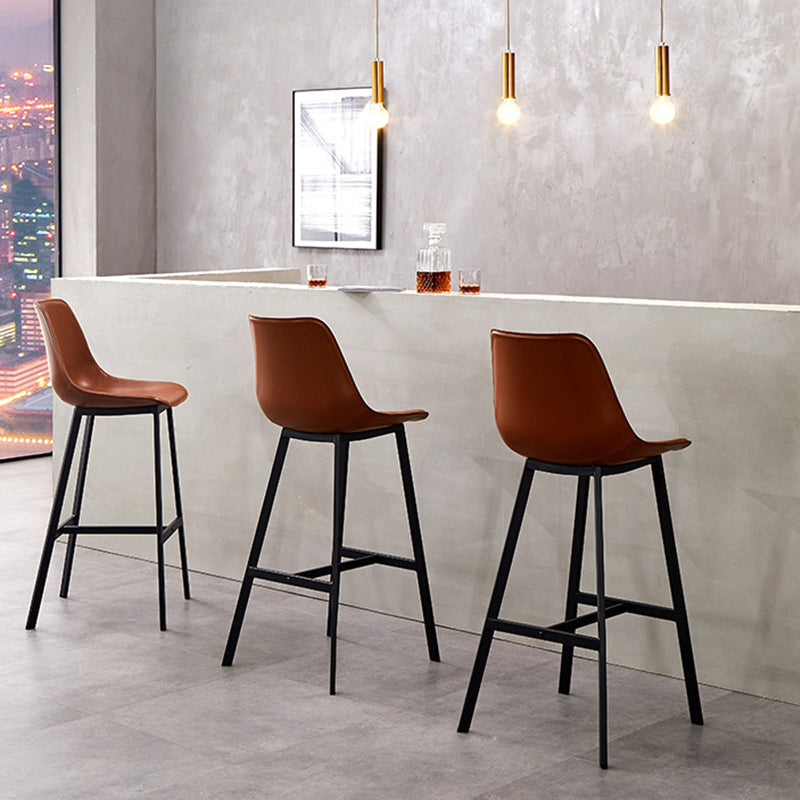 Modern Style Bar-stool Metal Legs with Footrest Leather Bucket Seat for Kitchen Bar Clearhalo 'Bar Furniture' 'Bar Stools' 'bar_stools' 'furn' 'furn_bar_stools' 'furniture_bar_stools' 'Kitchen & Dining Furniture' 'kitchen&dining_furn' 'kitchen' 'kitchen_furn' Furniture' 4439835