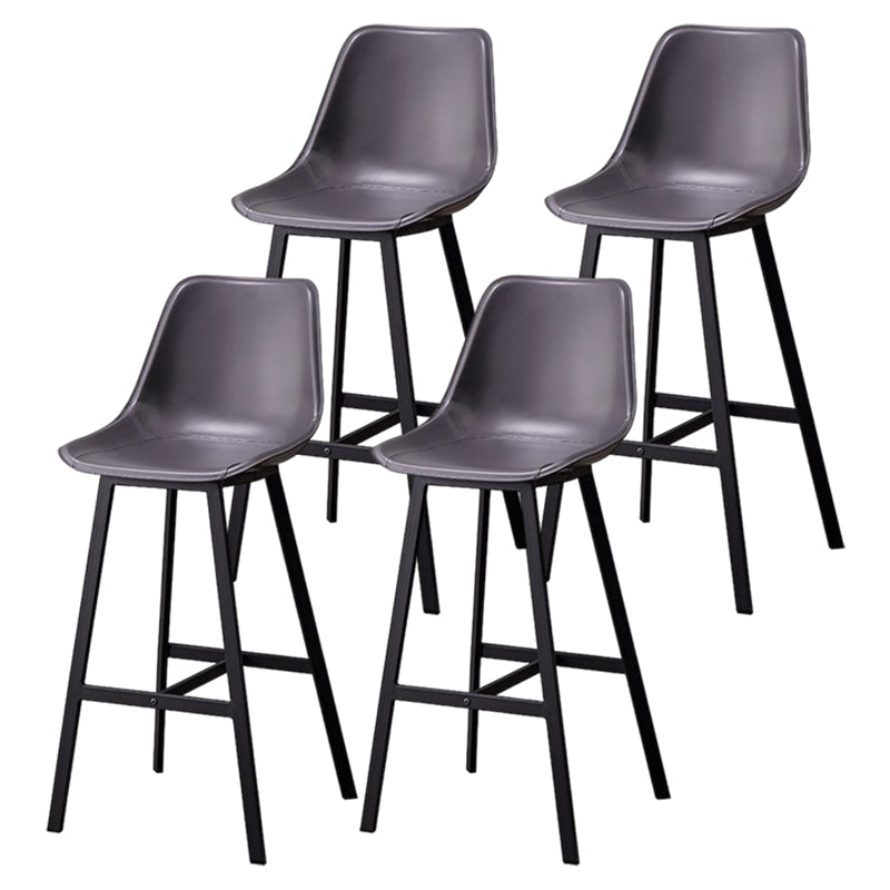 Modern Style Bar-stool Metal Legs with Footrest Leather Bucket Seat for Kitchen Bar Grey 4 Piece Set Clearhalo 'Bar Furniture' 'Bar Stools' 'bar_stools' 'furn' 'furn_bar_stools' 'furniture_bar_stools' 'Kitchen & Dining Furniture' 'kitchen&dining_furn' 'kitchen' 'kitchen_furn' Furniture' 4439836