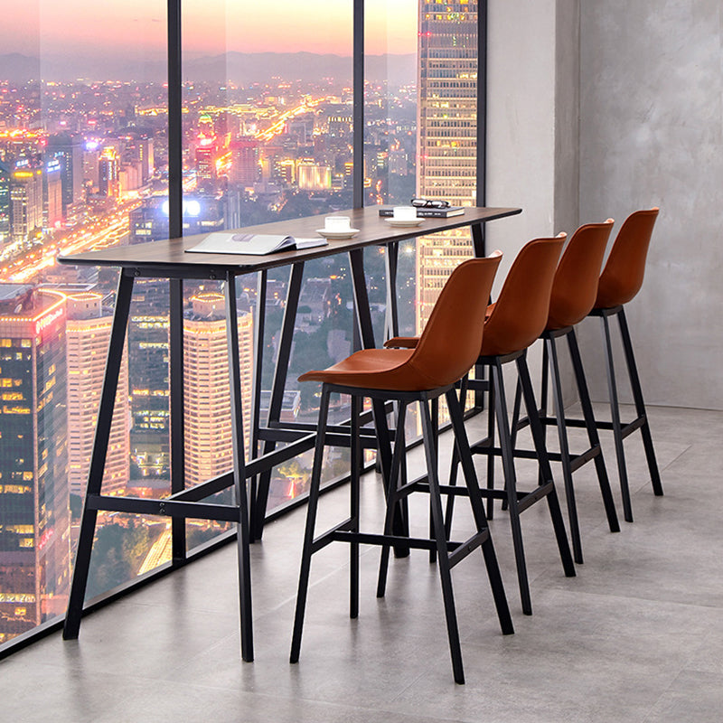 Modern Style Bar-stool Metal Legs with Footrest Leather Bucket Seat for Kitchen Bar Clearhalo 'Bar Furniture' 'Bar Stools' 'bar_stools' 'furn' 'furn_bar_stools' 'furniture_bar_stools' 'Kitchen & Dining Furniture' 'kitchen&dining_furn' 'kitchen' 'kitchen_furn' Furniture' 4439837