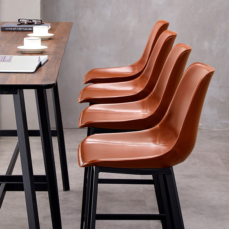 Modern Style Bar-stool Metal Legs with Footrest Leather Bucket Seat for Kitchen Bar Clearhalo 'Bar Furniture' 'Bar Stools' 'bar_stools' 'furn' 'furn_bar_stools' 'furniture_bar_stools' 'Kitchen & Dining Furniture' 'kitchen&dining_furn' 'kitchen' 'kitchen_furn' Furniture' 4439838