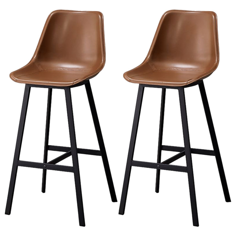 Modern Style Bar-stool Metal Legs with Footrest Leather Bucket Seat for Kitchen Bar Coffee 2 Piece Set Clearhalo 'Bar Furniture' 'Bar Stools' 'bar_stools' 'furn' 'furn_bar_stools' 'furniture_bar_stools' 'Kitchen & Dining Furniture' 'kitchen&dining_furn' 'kitchen' 'kitchen_furn' Furniture' 4439841