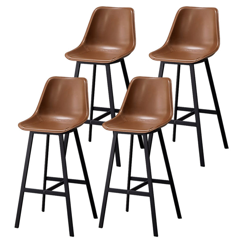 Modern Style Bar-stool Metal Legs with Footrest Leather Bucket Seat for Kitchen Bar Coffee 4 Piece Set Clearhalo 'Bar Furniture' 'Bar Stools' 'bar_stools' 'furn' 'furn_bar_stools' 'furniture_bar_stools' 'Kitchen & Dining Furniture' 'kitchen&dining_furn' 'kitchen' 'kitchen_furn' Furniture' 4439843