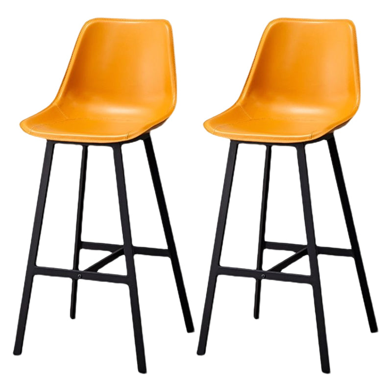Modern Style Bar-stool Metal Legs with Footrest Leather Bucket Seat for Kitchen Bar Yellow 2 Piece Set Clearhalo 'Bar Furniture' 'Bar Stools' 'bar_stools' 'furn' 'furn_bar_stools' 'furniture_bar_stools' 'Kitchen & Dining Furniture' 'kitchen&dining_furn' 'kitchen' 'kitchen_furn' Furniture' 4439849