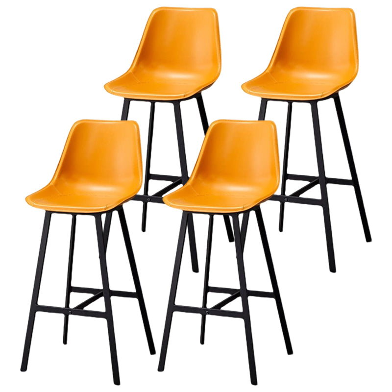 Modern Style Bar-stool Metal Legs with Footrest Leather Bucket Seat for Kitchen Bar Yellow 4 Piece Set Clearhalo 'Bar Furniture' 'Bar Stools' 'bar_stools' 'furn' 'furn_bar_stools' 'furniture_bar_stools' 'Kitchen & Dining Furniture' 'kitchen&dining_furn' 'kitchen' 'kitchen_furn' Furniture' 4439850