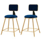 Glam Style Bar-stool Metal Legs Round Velvet Seat Barstool for Kitchen Blue 2 Piece Set Short Stool(18"H) Clearhalo 'Bar Furniture' 'Bar Stools' 'bar_stools' 'furn' 'furn_bar_stools' 'furniture_bar_stools' 'Kitchen & Dining Furniture' 'kitchen&dining_furn' 'kitchen' 'kitchen_furn' Furniture' 4439854