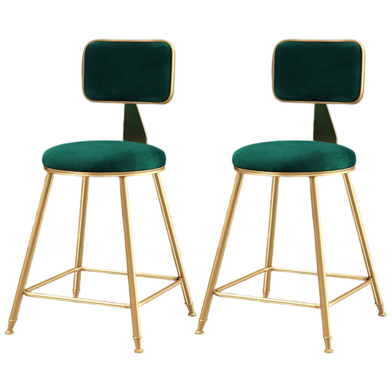 Glam Style Bar-stool Metal Legs Round Velvet Seat Barstool for Kitchen Green 2 Piece Set Short Stool(18"H) Clearhalo 'Bar Furniture' 'Bar Stools' 'bar_stools' 'furn' 'furn_bar_stools' 'furniture_bar_stools' 'Kitchen & Dining Furniture' 'kitchen&dining_furn' 'kitchen' 'kitchen_furn' Furniture' 4439861