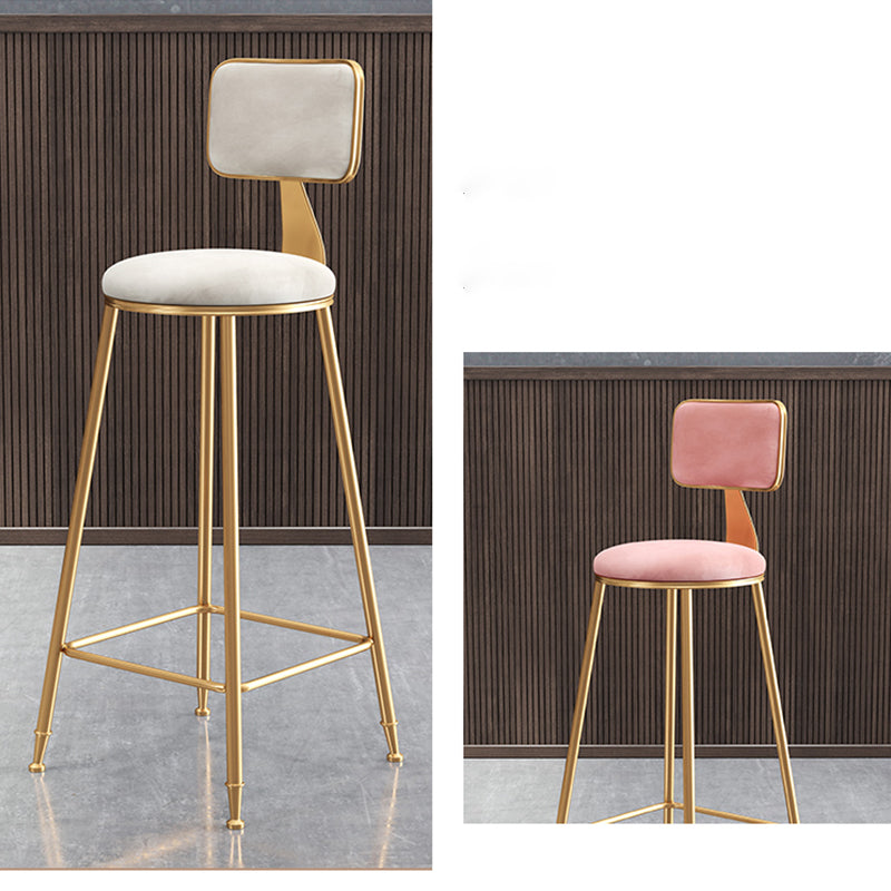 Glam Style Bar-stool Metal Legs Round Velvet Seat Barstool for Kitchen Clearhalo 'Bar Furniture' 'Bar Stools' 'bar_stools' 'furn' 'furn_bar_stools' 'furniture_bar_stools' 'Kitchen & Dining Furniture' 'kitchen&dining_furn' 'kitchen' 'kitchen_furn' Furniture' 4439862