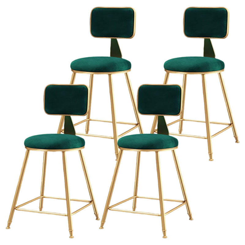 Glam Style Bar-stool Metal Legs Round Velvet Seat Barstool for Kitchen Green 4 Piece Set Short Stool(18"H) Clearhalo 'Bar Furniture' 'Bar Stools' 'bar_stools' 'furn' 'furn_bar_stools' 'furniture_bar_stools' 'Kitchen & Dining Furniture' 'kitchen&dining_furn' 'kitchen' 'kitchen_furn' Furniture' 4439863