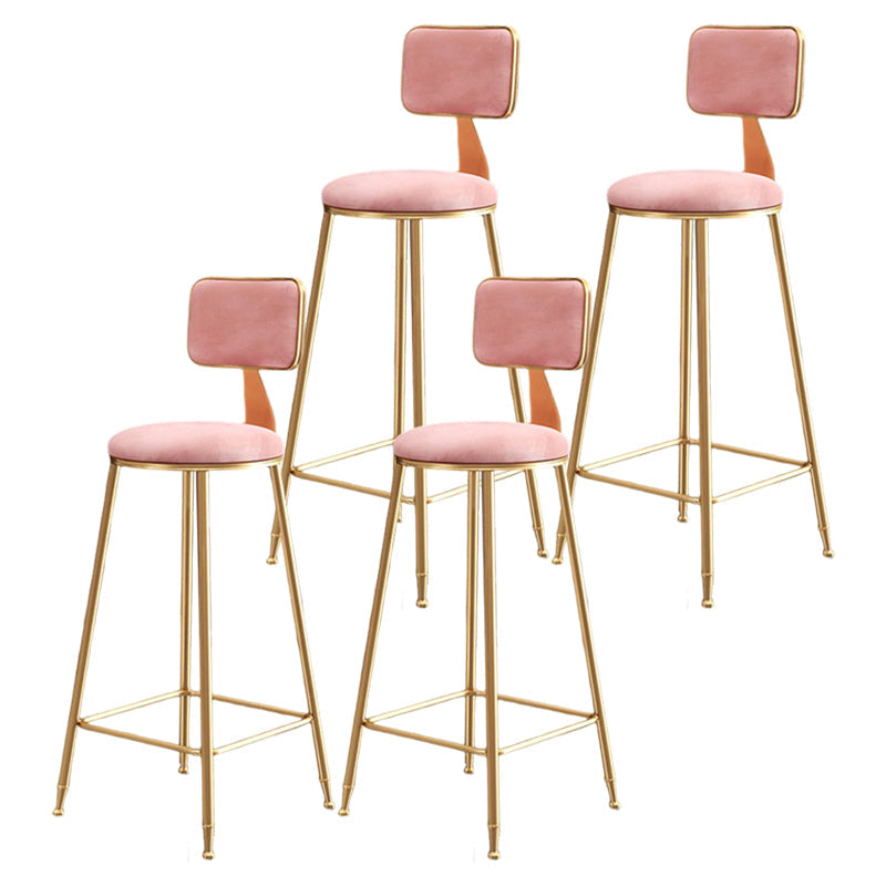 Glam Style Bar-stool Metal Legs Round Velvet Seat Barstool for Kitchen Pink 4 Piece Set Counter Stool(26"H) Clearhalo 'Bar Furniture' 'Bar Stools' 'bar_stools' 'furn' 'furn_bar_stools' 'furniture_bar_stools' 'Kitchen & Dining Furniture' 'kitchen&dining_furn' 'kitchen' 'kitchen_furn' Furniture' 4439867