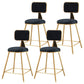 Glam Style Bar-stool Metal Legs Round Velvet Seat Barstool for Kitchen Black 4 Piece Set Short Stool(18"H) Clearhalo 'Bar Furniture' 'Bar Stools' 'bar_stools' 'furn' 'furn_bar_stools' 'furniture_bar_stools' 'Kitchen & Dining Furniture' 'kitchen&dining_furn' 'kitchen' 'kitchen_furn' Furniture' 4439870