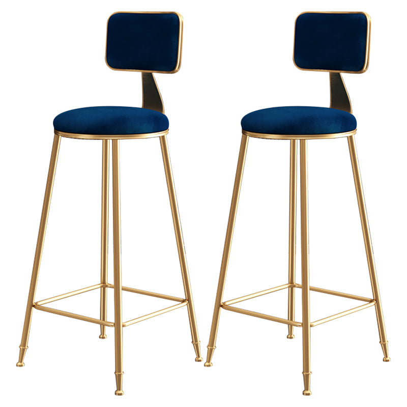Glam Style Bar-stool Metal Legs Round Velvet Seat Barstool for Kitchen Blue 2 Piece Set Counter Stool(26"H) Clearhalo 'Bar Furniture' 'Bar Stools' 'bar_stools' 'furn' 'furn_bar_stools' 'furniture_bar_stools' 'Kitchen & Dining Furniture' 'kitchen&dining_furn' 'kitchen' 'kitchen_furn' Furniture' 4439872
