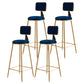 Glam Style Bar-stool Metal Legs Round Velvet Seat Barstool for Kitchen Blue 4 Piece Set Counter Stool(26"H) Clearhalo 'Bar Furniture' 'Bar Stools' 'bar_stools' 'furn' 'furn_bar_stools' 'furniture_bar_stools' 'Kitchen & Dining Furniture' 'kitchen&dining_furn' 'kitchen' 'kitchen_furn' Furniture' 4439873