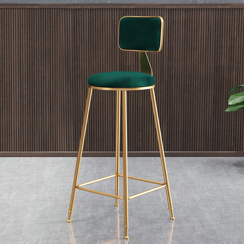 Glam Style Bar-stool Metal Legs Round Velvet Seat Barstool for Kitchen Green 1 Piece Counter Stool(26"H) Clearhalo 'Bar Furniture' 'Bar Stools' 'bar_stools' 'furn' 'furn_bar_stools' 'furniture_bar_stools' 'Kitchen & Dining Furniture' 'kitchen&dining_furn' 'kitchen' 'kitchen_furn' Furniture' 4439877