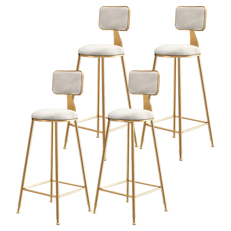 Glam Style Bar-stool Metal Legs Round Velvet Seat Barstool for Kitchen White 4 Piece Set Counter Stool(26"H) Clearhalo 'Bar Furniture' 'Bar Stools' 'bar_stools' 'furn' 'furn_bar_stools' 'furniture_bar_stools' 'Kitchen & Dining Furniture' 'kitchen&dining_furn' 'kitchen' 'kitchen_furn' Furniture' 4439882