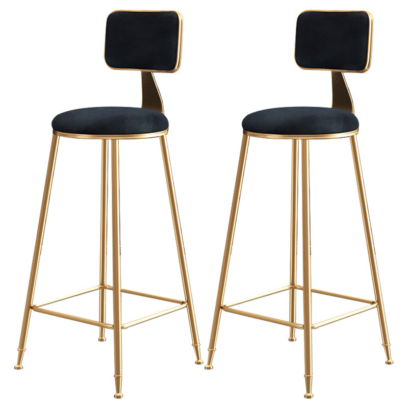 Glam Style Bar-stool Metal Legs Round Velvet Seat Barstool for Kitchen Black 2 Piece Set Counter Stool(26"H) Clearhalo 'Bar Furniture' 'Bar Stools' 'bar_stools' 'furn' 'furn_bar_stools' 'furniture_bar_stools' 'Kitchen & Dining Furniture' 'kitchen&dining_furn' 'kitchen' 'kitchen_furn' Furniture' 4439887