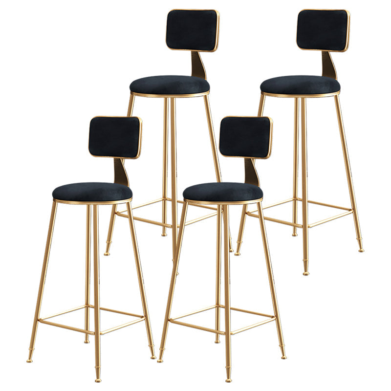 Glam Style Bar-stool Metal Legs Round Velvet Seat Barstool for Kitchen Black 4 Piece Set Counter Stool(26"H) Clearhalo 'Bar Furniture' 'Bar Stools' 'bar_stools' 'furn' 'furn_bar_stools' 'furniture_bar_stools' 'Kitchen & Dining Furniture' 'kitchen&dining_furn' 'kitchen' 'kitchen_furn' Furniture' 4439888