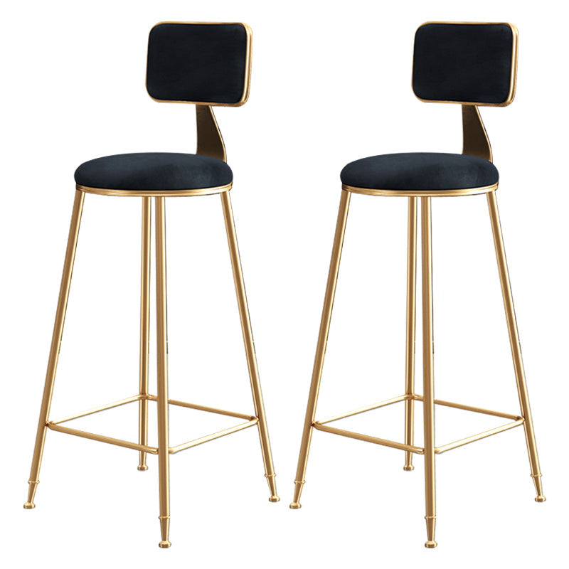 Glam Style Bar-stool Metal Legs Round Velvet Seat Barstool for Kitchen Black 2 Piece Set Bar Stool(30"H) Clearhalo 'Bar Furniture' 'Bar Stools' 'bar_stools' 'furn' 'furn_bar_stools' 'furniture_bar_stools' 'Kitchen & Dining Furniture' 'kitchen&dining_furn' 'kitchen' 'kitchen_furn' Furniture' 4439890