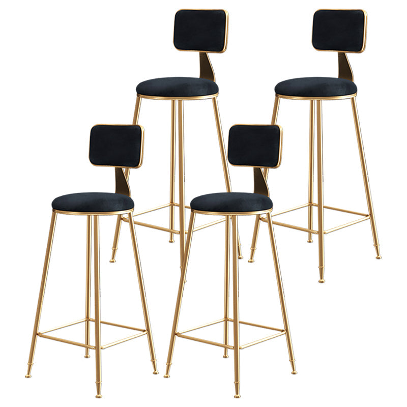 Glam Style Bar-stool Metal Legs Round Velvet Seat Barstool for Kitchen Black 4 Piece Set Bar Stool(30"H) Clearhalo 'Bar Furniture' 'Bar Stools' 'bar_stools' 'furn' 'furn_bar_stools' 'furniture_bar_stools' 'Kitchen & Dining Furniture' 'kitchen&dining_furn' 'kitchen' 'kitchen_furn' Furniture' 4439891