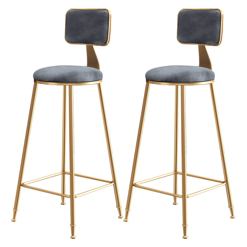 Glam Style Bar-stool Metal Legs Round Velvet Seat Barstool for Kitchen Grey 2 Piece Set Bar Stool(30"H) Clearhalo 'Bar Furniture' 'Bar Stools' 'bar_stools' 'furn' 'furn_bar_stools' 'furniture_bar_stools' 'Kitchen & Dining Furniture' 'kitchen&dining_furn' 'kitchen' 'kitchen_furn' Furniture' 4439893