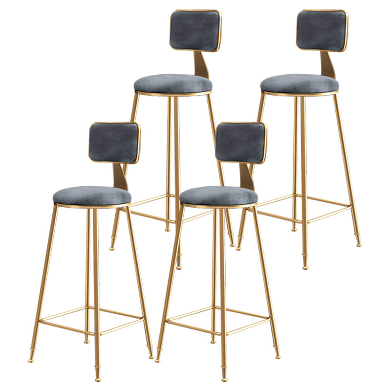 Glam Style Bar-stool Metal Legs Round Velvet Seat Barstool for Kitchen Grey 4 Piece Set Bar Stool(30"H) Clearhalo 'Bar Furniture' 'Bar Stools' 'bar_stools' 'furn' 'furn_bar_stools' 'furniture_bar_stools' 'Kitchen & Dining Furniture' 'kitchen&dining_furn' 'kitchen' 'kitchen_furn' Furniture' 4439894