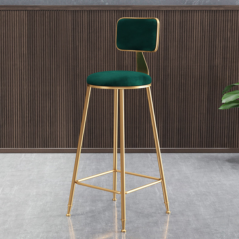 Glam Style Bar-stool Metal Legs Round Velvet Seat Barstool for Kitchen Green 1 Piece Bar Stool(30"H) Clearhalo 'Bar Furniture' 'Bar Stools' 'bar_stools' 'furn' 'furn_bar_stools' 'furniture_bar_stools' 'Kitchen & Dining Furniture' 'kitchen&dining_furn' 'kitchen' 'kitchen_furn' Furniture' 4439895