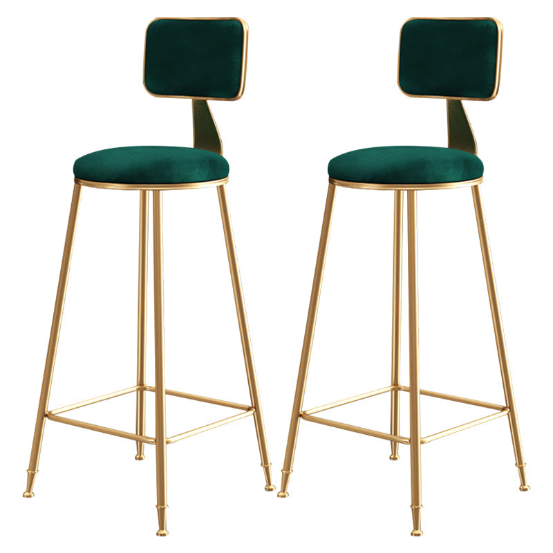 Glam Style Bar-stool Metal Legs Round Velvet Seat Barstool for Kitchen Green 2 Piece Set Bar Stool(30"H) Clearhalo 'Bar Furniture' 'Bar Stools' 'bar_stools' 'furn' 'furn_bar_stools' 'furniture_bar_stools' 'Kitchen & Dining Furniture' 'kitchen&dining_furn' 'kitchen' 'kitchen_furn' Furniture' 4439896