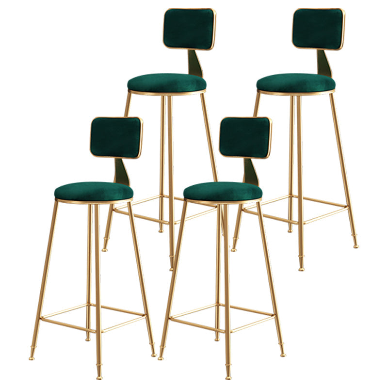 Glam Style Bar-stool Metal Legs Round Velvet Seat Barstool for Kitchen Green 4 Piece Set Bar Stool(30"H) Clearhalo 'Bar Furniture' 'Bar Stools' 'bar_stools' 'furn' 'furn_bar_stools' 'furniture_bar_stools' 'Kitchen & Dining Furniture' 'kitchen&dining_furn' 'kitchen' 'kitchen_furn' Furniture' 4439897
