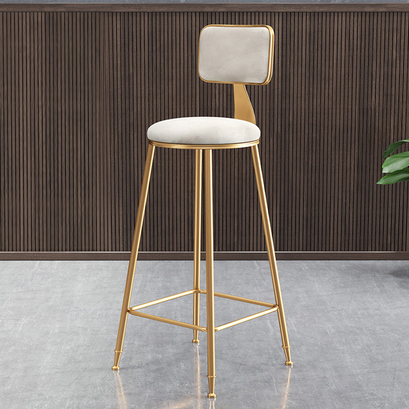 Glam Style Bar-stool Metal Legs Round Velvet Seat Barstool for Kitchen White 1 Piece Bar Stool(30"H) Clearhalo 'Bar Furniture' 'Bar Stools' 'bar_stools' 'furn' 'furn_bar_stools' 'furniture_bar_stools' 'Kitchen & Dining Furniture' 'kitchen&dining_furn' 'kitchen' 'kitchen_furn' Furniture' 4439901