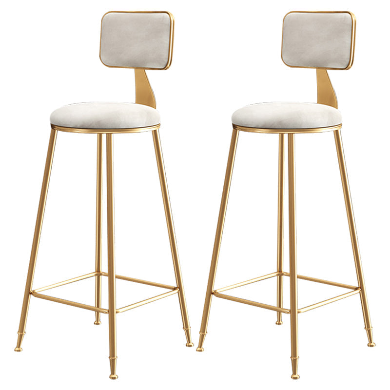Glam Style Bar-stool Metal Legs Round Velvet Seat Barstool for Kitchen White 2 Piece Set Bar Stool(30"H) Clearhalo 'Bar Furniture' 'Bar Stools' 'bar_stools' 'furn' 'furn_bar_stools' 'furniture_bar_stools' 'Kitchen & Dining Furniture' 'kitchen&dining_furn' 'kitchen' 'kitchen_furn' Furniture' 4439902