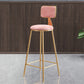 Glam Style Bar-stool Metal Legs Round Velvet Seat Barstool for Kitchen Pink 1 Piece Bar Stool(30"H) Clearhalo 'Bar Furniture' 'Bar Stools' 'bar_stools' 'furn' 'furn_bar_stools' 'furniture_bar_stools' 'Kitchen & Dining Furniture' 'kitchen&dining_furn' 'kitchen' 'kitchen_furn' Furniture' 4439907