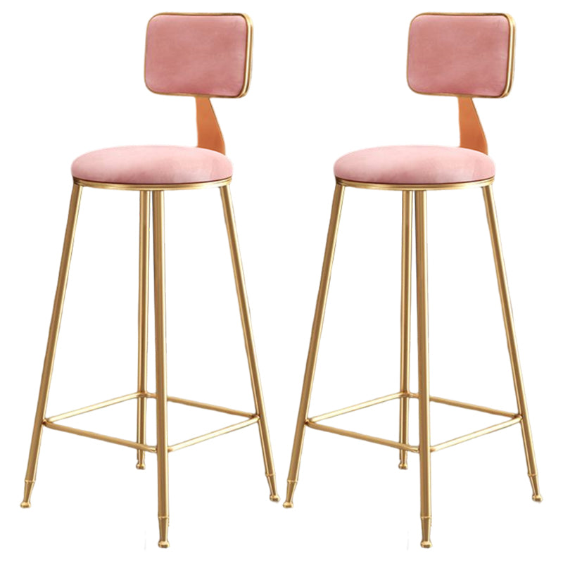 Glam Style Bar-stool Metal Legs Round Velvet Seat Barstool for Kitchen Pink 2 Piece Set Bar Stool(30"H) Clearhalo 'Bar Furniture' 'Bar Stools' 'bar_stools' 'furn' 'furn_bar_stools' 'furniture_bar_stools' 'Kitchen & Dining Furniture' 'kitchen&dining_furn' 'kitchen' 'kitchen_furn' Furniture' 4439908