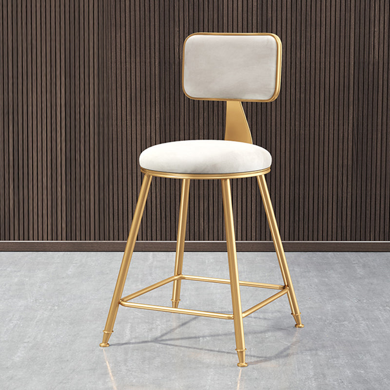 Glam Style Bar-stool Metal Legs Round Velvet Seat Barstool for Kitchen White 1 Piece Short Stool(18"H) Clearhalo 'Bar Furniture' 'Bar Stools' 'bar_stools' 'furn' 'furn_bar_stools' 'furniture_bar_stools' 'Kitchen & Dining Furniture' 'kitchen&dining_furn' 'kitchen' 'kitchen_furn' Furniture' 4439910