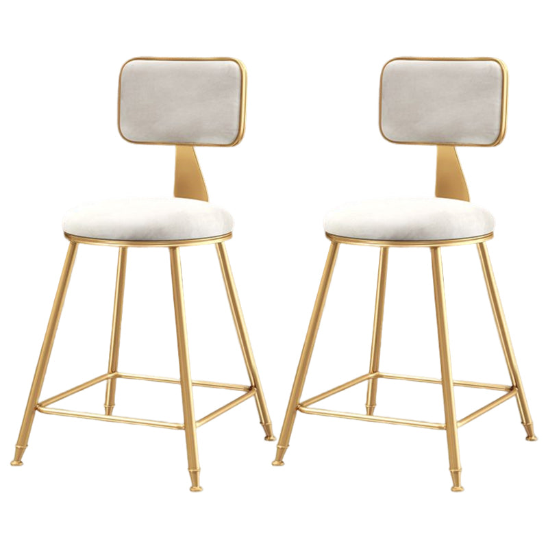 Glam Style Bar-stool Metal Legs Round Velvet Seat Barstool for Kitchen White 2 Piece Set Short Stool(18"H) Clearhalo 'Bar Furniture' 'Bar Stools' 'bar_stools' 'furn' 'furn_bar_stools' 'furniture_bar_stools' 'Kitchen & Dining Furniture' 'kitchen&dining_furn' 'kitchen' 'kitchen_furn' Furniture' 4439911