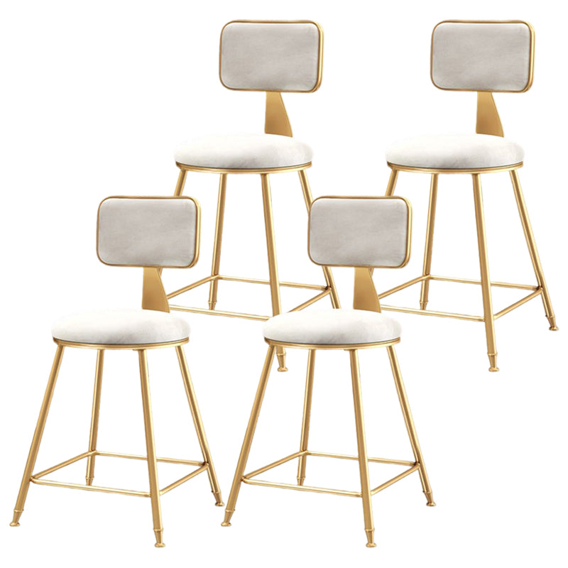 Glam Style Bar-stool Metal Legs Round Velvet Seat Barstool for Kitchen White 4 Piece Set Short Stool(18"H) Clearhalo 'Bar Furniture' 'Bar Stools' 'bar_stools' 'furn' 'furn_bar_stools' 'furniture_bar_stools' 'Kitchen & Dining Furniture' 'kitchen&dining_furn' 'kitchen' 'kitchen_furn' Furniture' 4439912