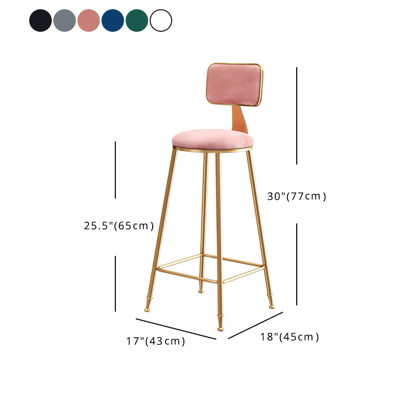 Glam Style Bar-stool Metal Legs Round Velvet Seat Barstool for Kitchen Clearhalo 'Bar Furniture' 'Bar Stools' 'bar_stools' 'furn' 'furn_bar_stools' 'furniture_bar_stools' 'Kitchen & Dining Furniture' 'kitchen&dining_furn' 'kitchen' 'kitchen_furn' Furniture' 4439913